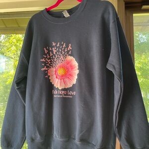 Gildan Black Sweatshirt with Pink Flower Design